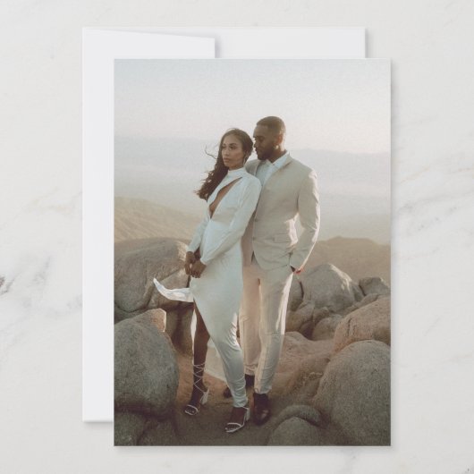 Save The Date Calligraphie moderne Élégant Mariage or (Dos)