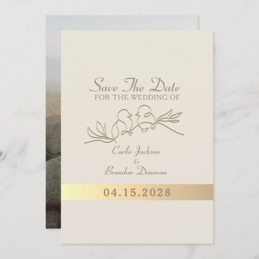 Save The Date Calligraphie moderne Élégant Mariage or (Devant / Derrière)