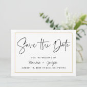 Save The Date Calligraphie moderne Gold Border (Debout devant)