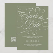 Save The Date Calligraphie moderne intemporelle code QR mariage (Devant / Derrière)