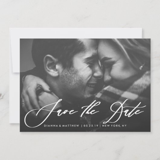 Save The Date Calligraphie moderne Mariage Enregistrer la date P (Devant)