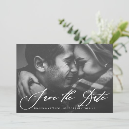 Save The Date Calligraphie moderne Mariage Enregistrer la date P (Debout devant)