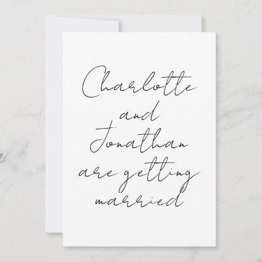 Save The Date Calligraphie moderne Mariage noir et blanc (Devant)