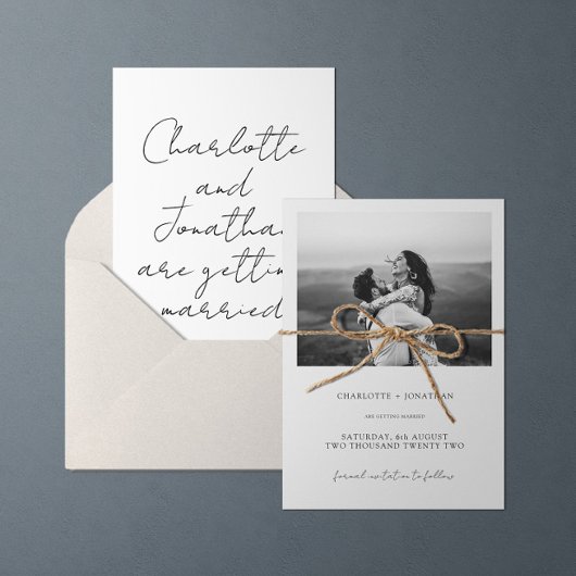 Save The Date Calligraphie moderne Mariage noir et blanc