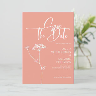 Save The Date Calligraphie moderne minimaliste Mariage Corail pê