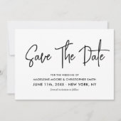 Save The Date Calligraphie moderne noir & blanc Scan QR Code (Devant)
