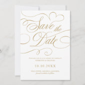 Save The Date Calligraphie moderne or intemporel code QR mariage (Devant)