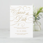 Save The Date Calligraphie moderne or intemporel code QR mariage (Debout devant)