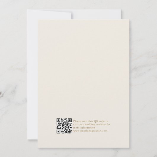 Save The Date Calligraphie moderne or intemporel code QR mariage (Dos)