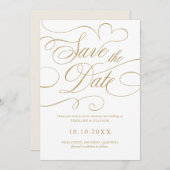 Save The Date Calligraphie moderne or intemporel code QR mariage (Devant / Derrière)