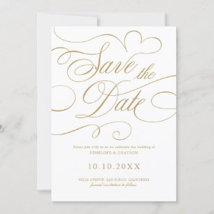 Save The Date Calligraphie moderne or intemporel code QR mariage