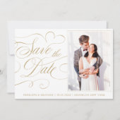 Save The Date Calligraphie moderne or intemporel mariage photo (Devant)
