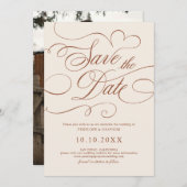 Save The Date Calligraphie moderne photo en terre cuite intempor (Devant / Derrière)