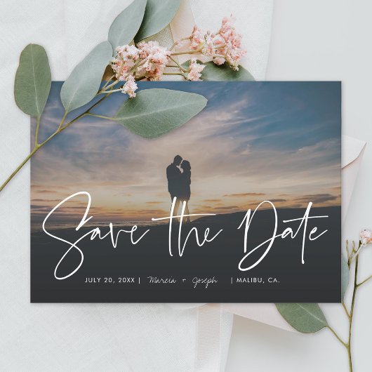 Save The Date Calligraphie moderne Photo Enregistrer la date