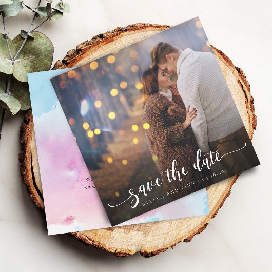 Save The Date Calligraphie Moderne Photo Mariage