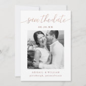 Save The Date Calligraphie moderne Photo Terracotta Mariage (Devant)