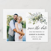 Save The Date Calligraphie moderne - Photo verte (Devant / Derrière)