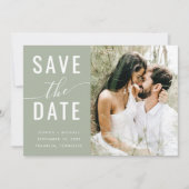 Save The Date Calligraphie moderne Sage Green Photo QR Code (Devant)