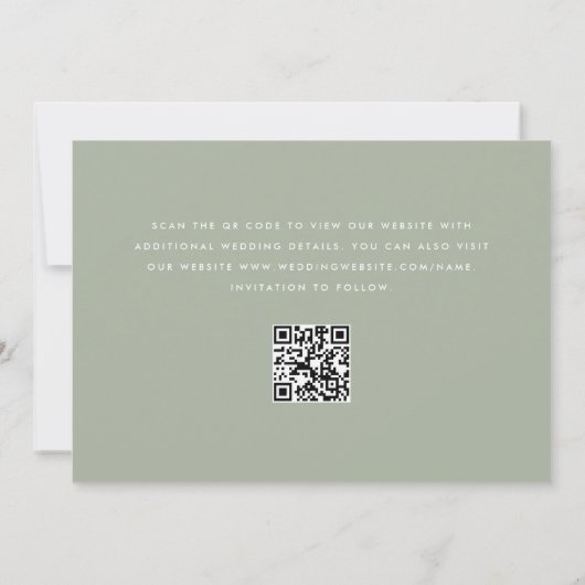 Save The Date Calligraphie moderne Sage Green Photo QR Code (Dos)