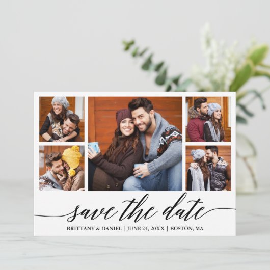 Save The Date Calligraphie moderne Script 5 photo (Debout devant)