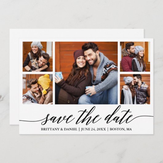 Save The Date Calligraphie moderne Script 5 photo (Devant / Derrière)