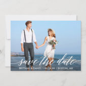 Save The Date Calligraphie moderne Script Couple Photo (Devant)