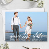 Save The Date Calligraphie moderne Script Couple Photo