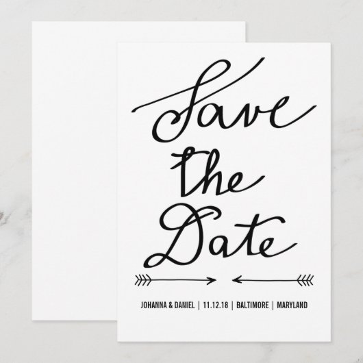 Save The Date Calligraphie Moderne Script Mariage Enregistrer La (Devant / Derrière)