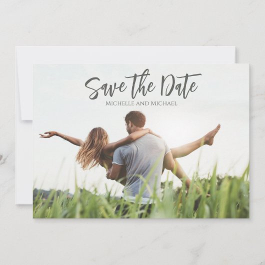 Save The Date Calligraphie moderne Script Photo Code QR tendance (Devant)