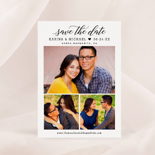 Save The Date Calligraphie moderne Script Photo Collage Mariage