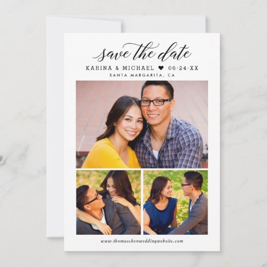 Save The Date Calligraphie moderne Script Photo Collage Mariage (Devant)