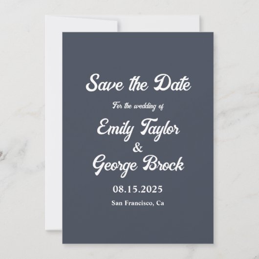 Save The Date Calligraphie moderne simple Classique Mariage élég (Devant)