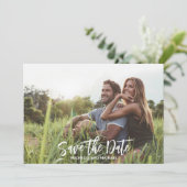 Save The Date Calligraphie moderne Simple Photo Code QR tendance (Debout devant)