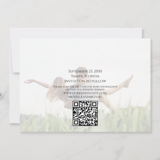 Save The Date Calligraphie moderne Simple Photo Code QR tendance (Dos)