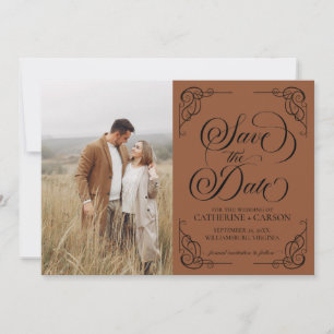 Save The Date Calligraphie moderne Vintage Wedding 1 Photo