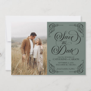Save The Date Calligraphie moderne Vintage Wedding 1 Photo