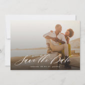 Save The Date Calligraphie moderne White Overlay Photo Code QR (Devant)