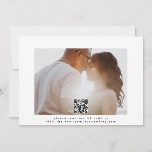 Save The Date Calligraphie moderne White Overlay Photo Code QR (Dos)