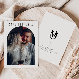 Save The Date Calligraphie Monogramme de mariage photo Bohème Ar