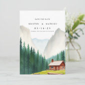 Save The Date Calligraphie Montagne modifiable (Debout devant)