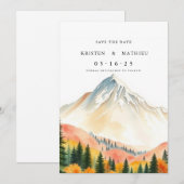 Save The Date Calligraphie Montagne numérique (Devant / Derrière)