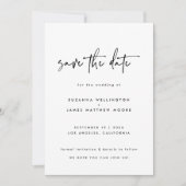 Save The Date Calligraphie noir blanc minimal photo Mariage (Devant)