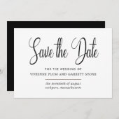 Save The Date Calligraphie noir et blanc Enregistrer la date (Devant / Derrière)