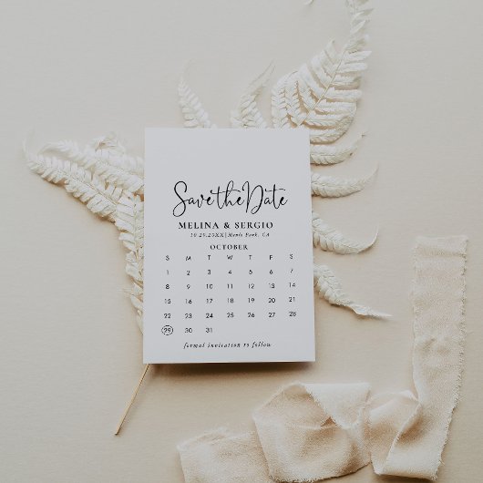 Save The Date Calligraphie noir et blanc Enregistrer le calendri