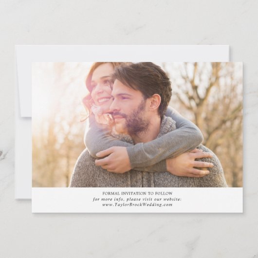 Save The Date Calligraphie noire délicate photo horizontale fonc (Dos)