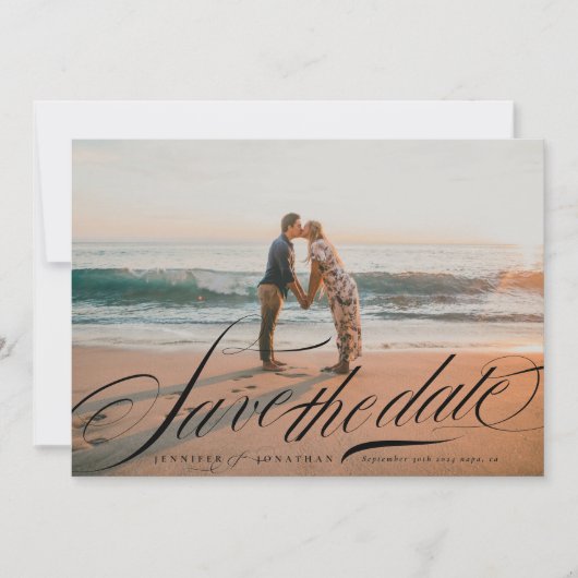 Save The Date Calligraphie noire élégante et officielle Code QR  (Devant)