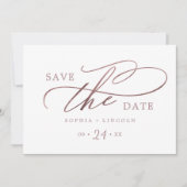 Save The Date Calligraphie or romantique Rose QR Code horizontal (Devant)