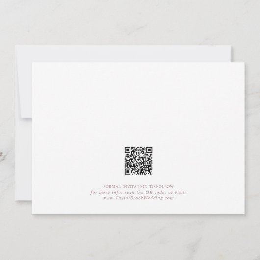 Save The Date Calligraphie or romantique Rose QR Code horizontal (Dos)