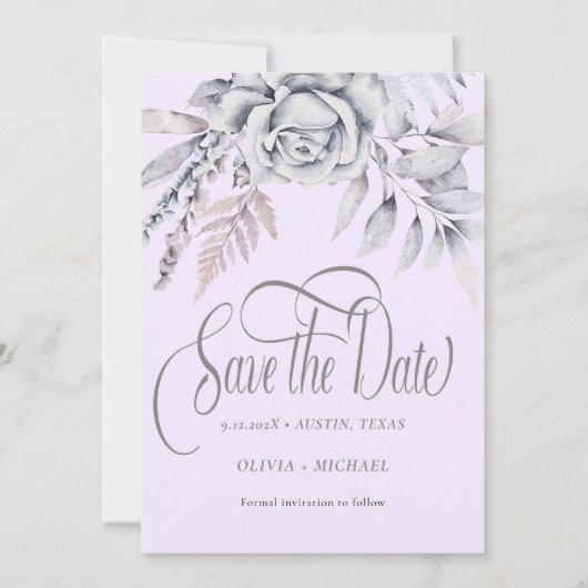 Save The Date Calligraphie Pastel Fleur beige Enregistrer la dat (Devant)