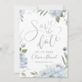 Save The Date Calligraphie romantique bleu poussiéreux sauver la (Devant)